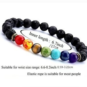 Chakra Volcanic Stone Bracelet 7 Inch